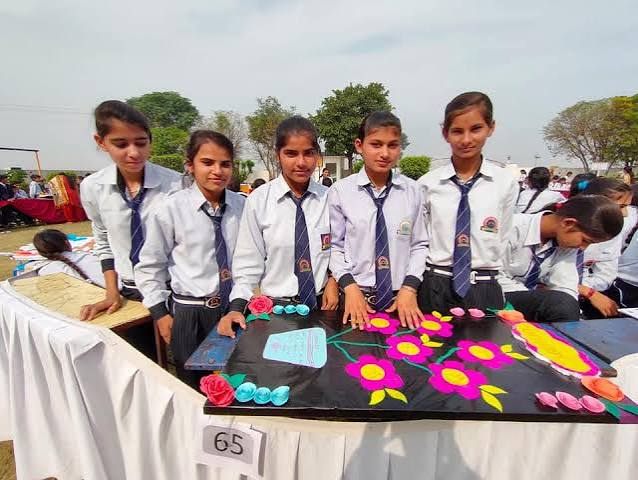 Senior students presenting their project at the science exhibition